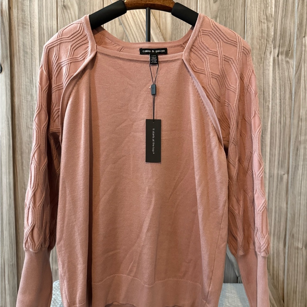 Cable & Gauge Textured Sleeve Pullover Sweater – Size L (NWT)